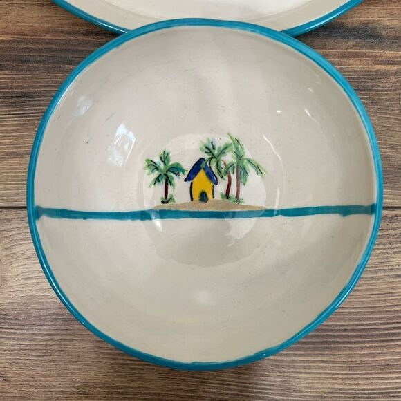 Hand crafted serving plate and bowl tropical graphic design spring Summer party - Picture 8 of 9
